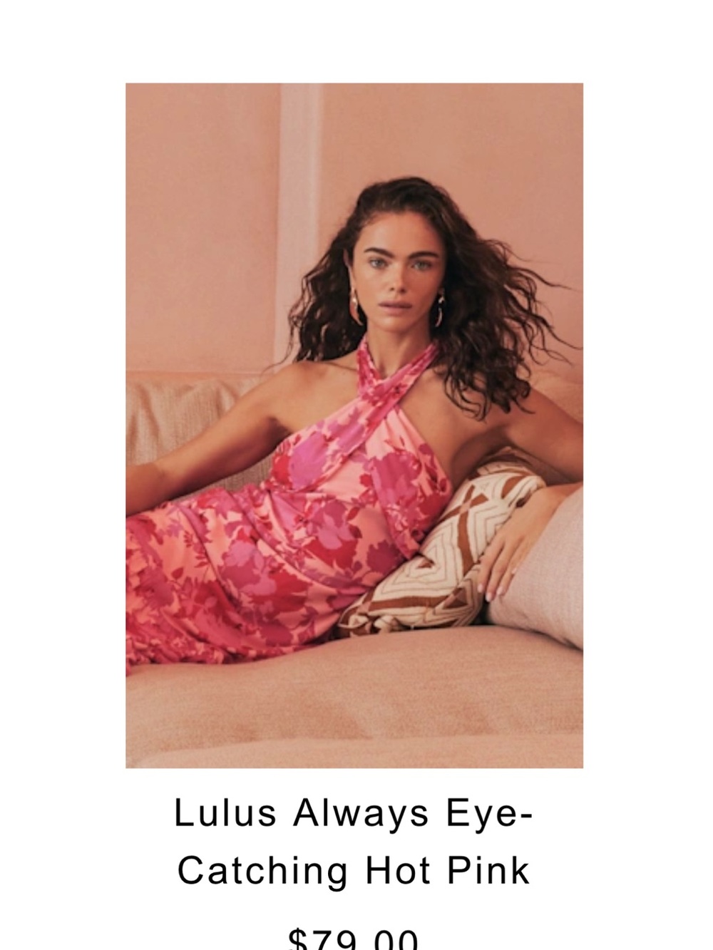 Hot Pink Floral Halter Dress